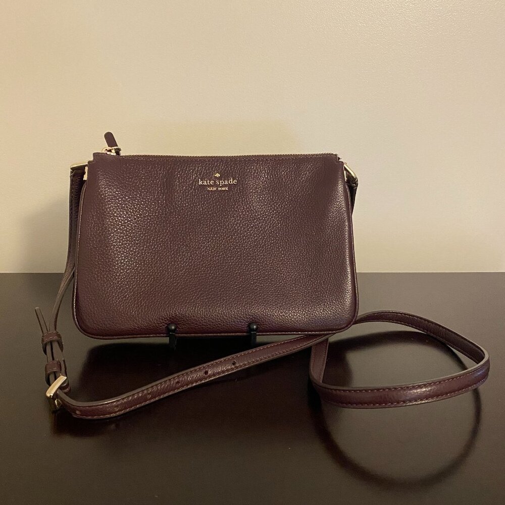 kate spade Pebbled Leather Crossbody Bag in Deep Plum